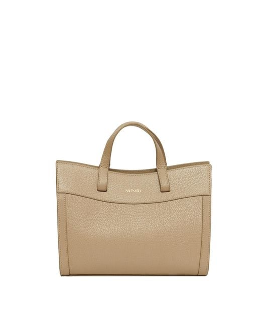 Saonara Brand Metallic Neutrals Mini Shopping Bag Taupe Leather