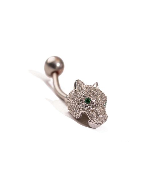 Ebru Jewelry Metallic Fierce Panther Emerald Eye Sterling Piercing