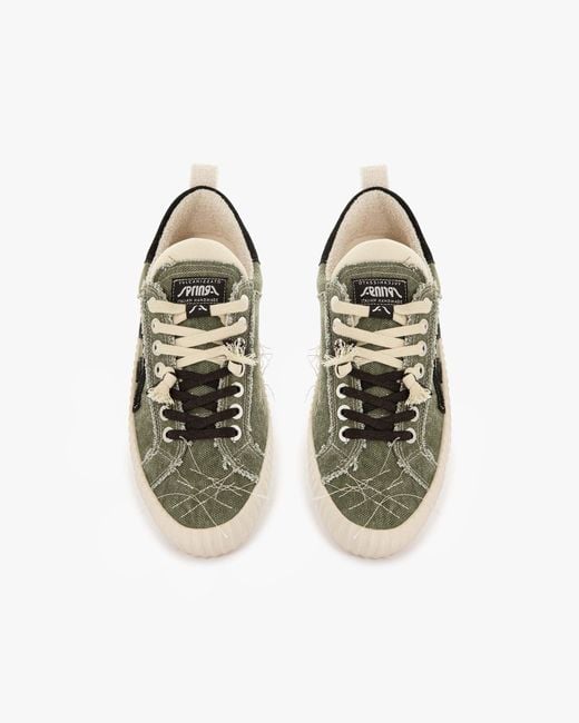 Springa | Unique Vulcanized Sneakers Italian Handmade Green Wavy Olona Sneakers for men
