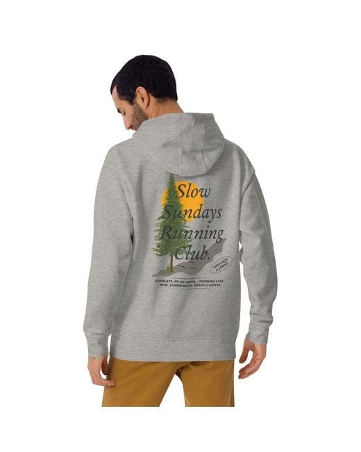 Anchor and Crew Gray Heather Mountain Pine Slow Sundays Running Club Cotton Blend Hoodie