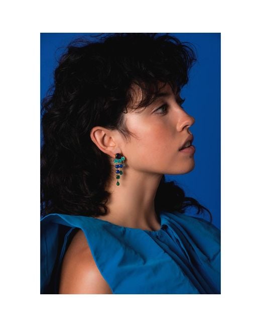 Lavani Jewels Dark Blue & Green Adoration Earrings