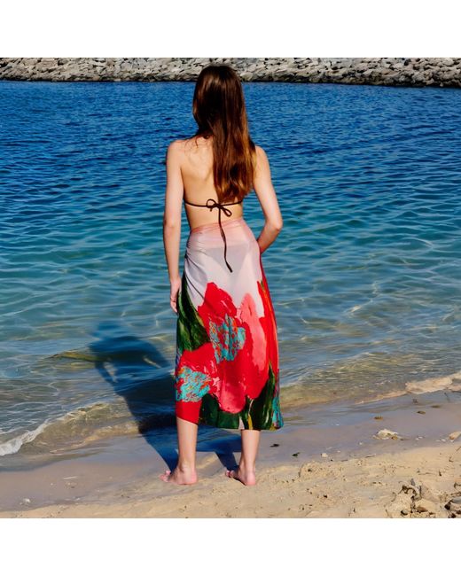 DHARA SHETH DUBAI Red Coral Mirage Tube-Style Sarong