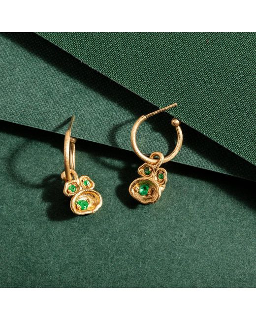 Claire Hill Designs Metallic Emerald & Lichen Hoop Earrings