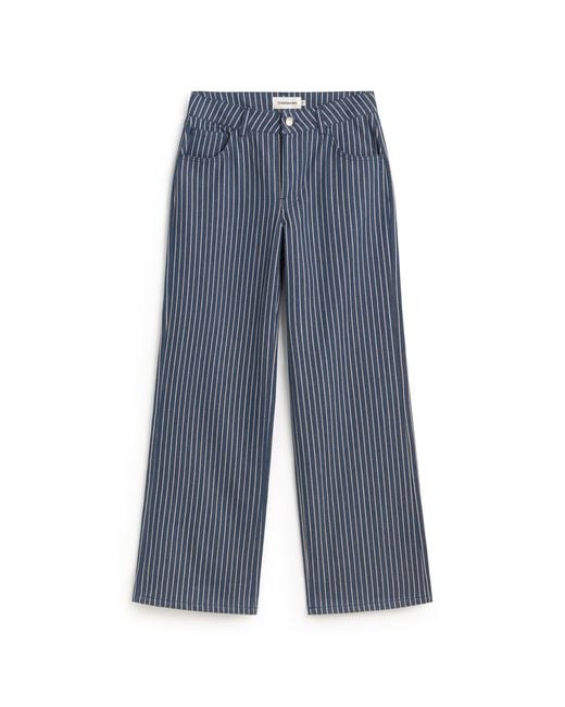 Thinking Mu Blue Low Rise Pants With Natural Dyed Stripes Railway Kettan