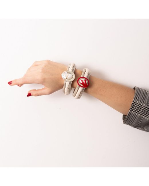 Gissa Bicalho Red Handmade Bracelet Coral And Pearl Cord