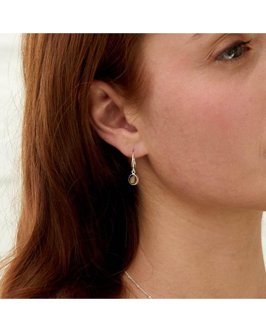 Auree Jewellery White Barcelona November Smokey Quartz Birthstone Hook Earrings
