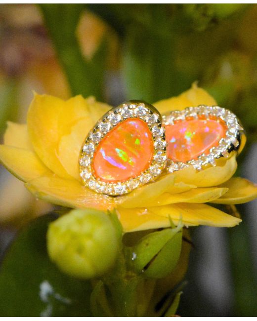 KAMARIA Orange Opal Pebble Stud Earrings