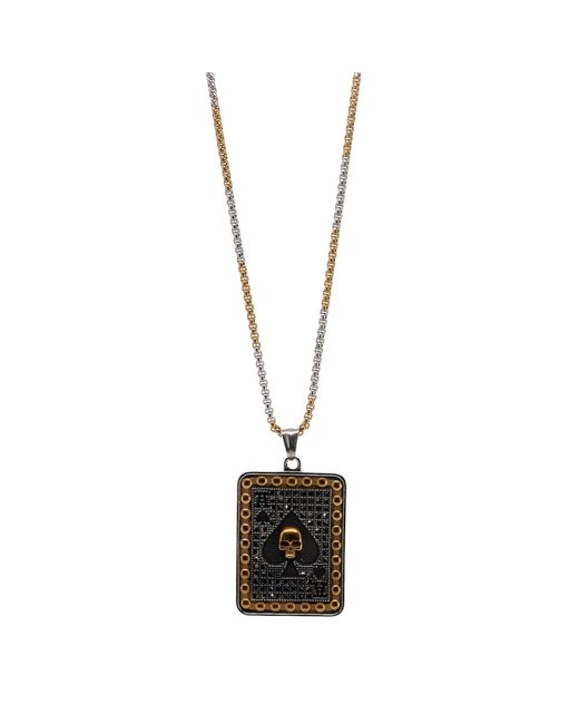 Ebru Jewelry Black Ace Of Power Pendant Chain Necklace for men