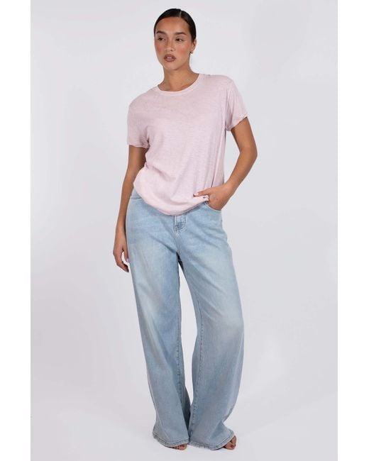 Vænn Pink Slub Crew Tee Chalk