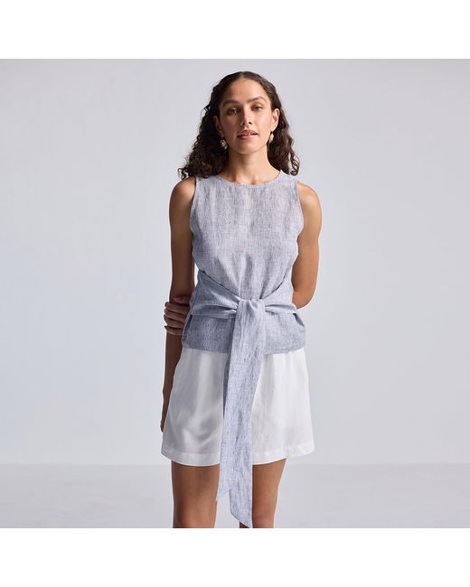 REISTOR Blue Front-Tie Top