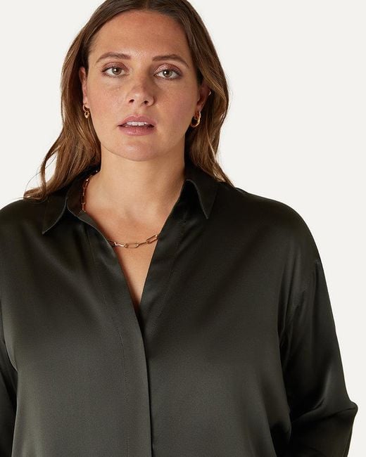 The Summer Edit Green Audrey Oversized Silk Shirt