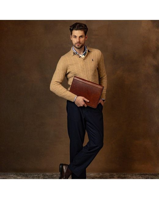 Time Resistance Brown Leather Documents Folder Organizer