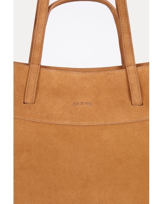 Saonara Brand Brown Shopping Bag Camel Suede