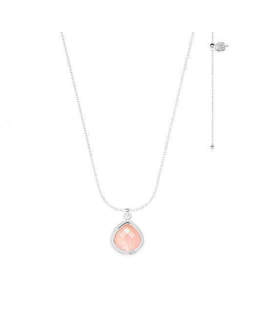 Seven Saints White Rose Quartz Compassionate Heart Adjustable Necklace, Rhodium