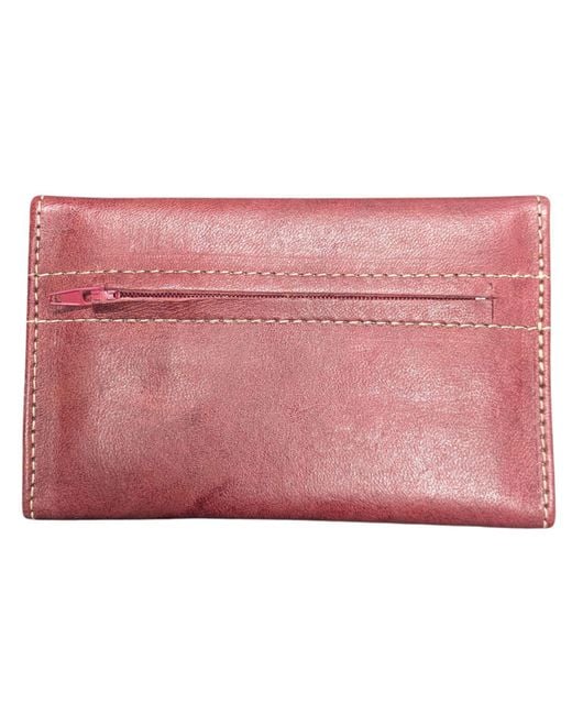 Berber Leather Red Small Leather Tri-Fold Purse Oxblood