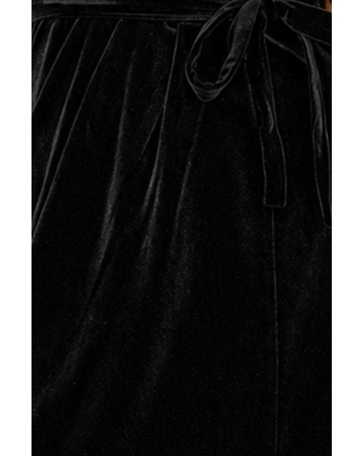 Yumi' Black Velvet One Shoulder Midi Dress