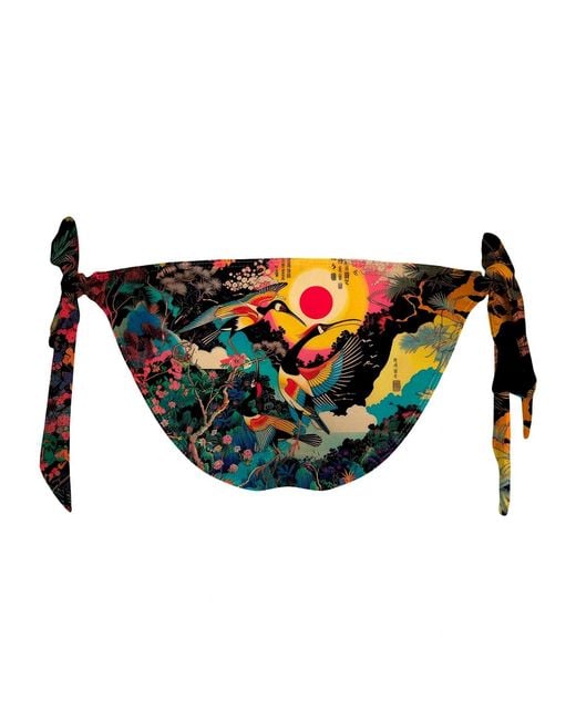 Aloha From Deer Blue Japanese Heron Bikini Bows Bottom