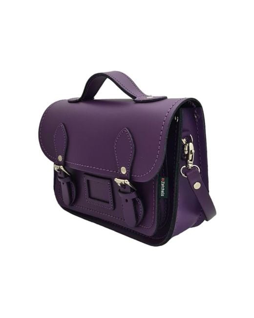Zatchels Purple Leather Midi Satchel