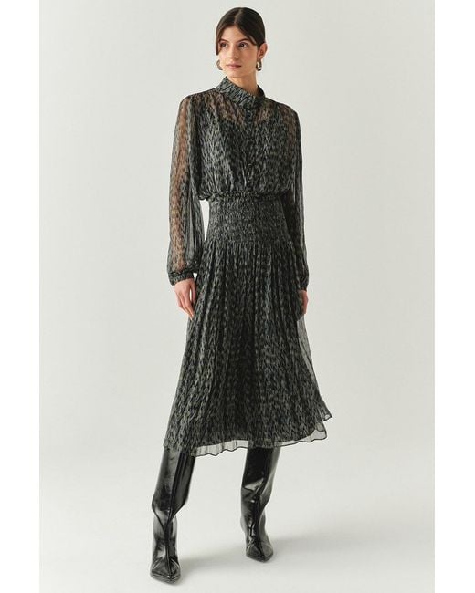 Exquise Black Vada Pleated Midi Skirt