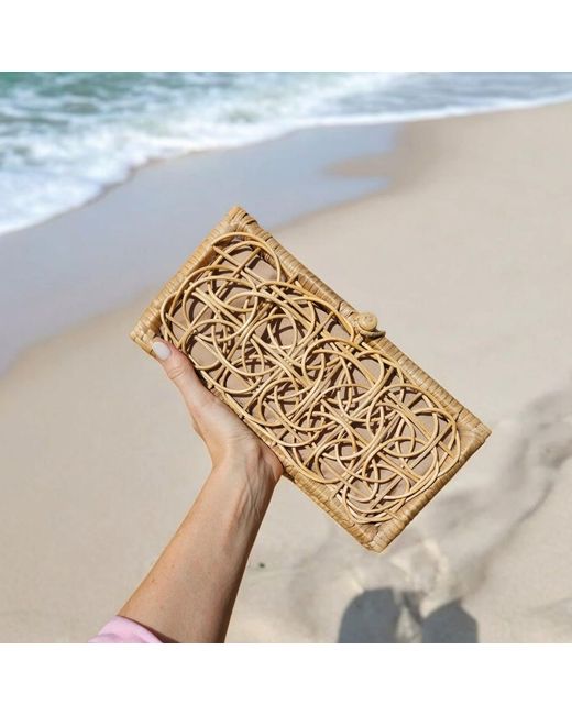 OhSun Natural Neutrals Berta Wicker Clutch