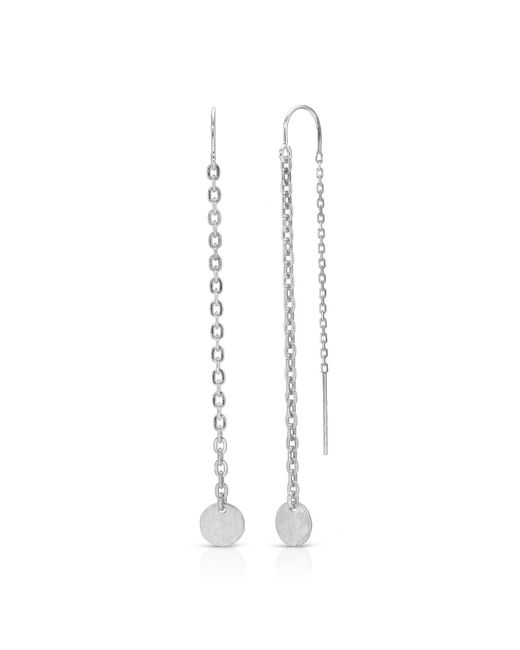 Heather Hawkins Jewelry White Tiny Coin Chain Threader Earrings