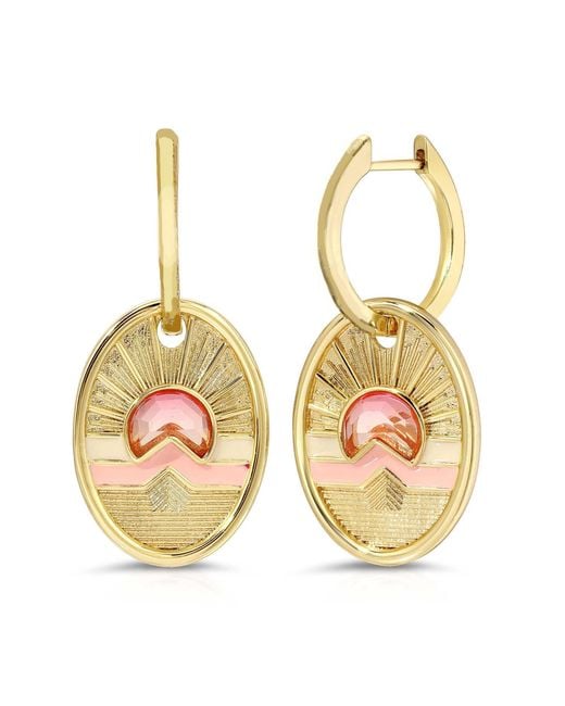 Glamrocks Jewelry Multicolor Tequila Sunrise Charm Hoop Earrings