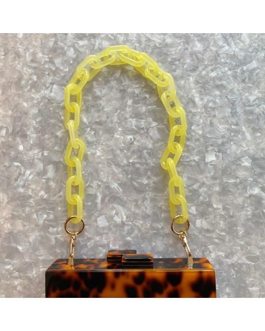 CLOSET REHAB Yellow Chain Link Short Acrylic Purse Strap In Sunshine