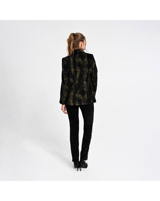 Lalipop Design Black Metallic Print Double-Breasted Blazer