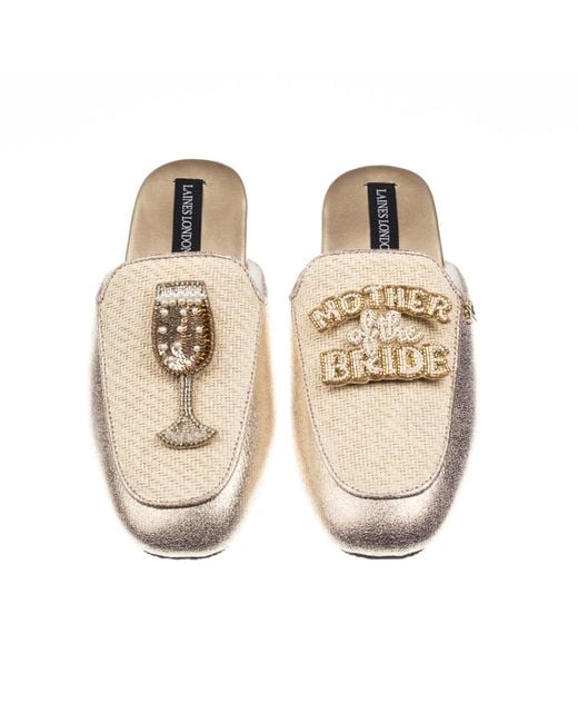 Laines London Metallic Neutrals Classic Mules With Mother Of The Bride Brooches