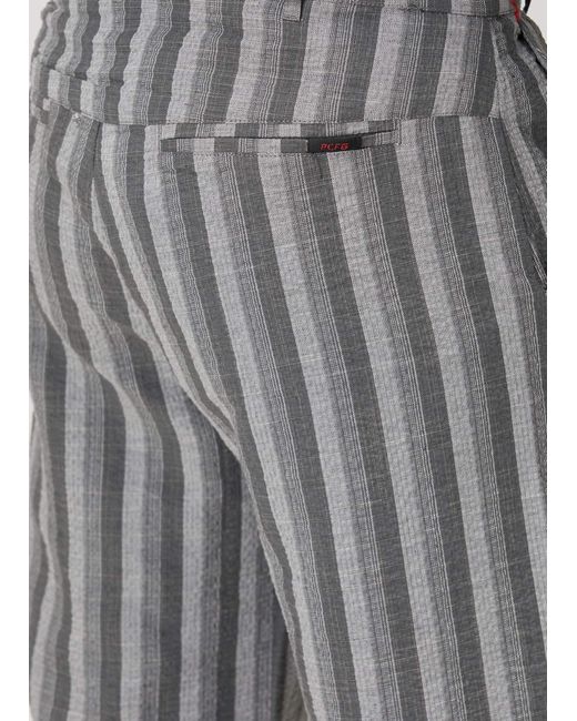 Pcfg Gray Linen & Cotton Blend Checked Woven Short for men