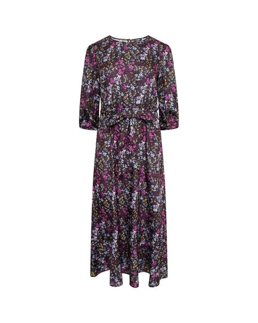 LAtelier London Purple Katy Floral Print Midi Dress