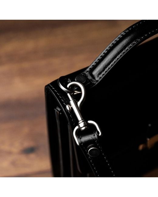 Time Resistance Black Small Leather Briefcase for men