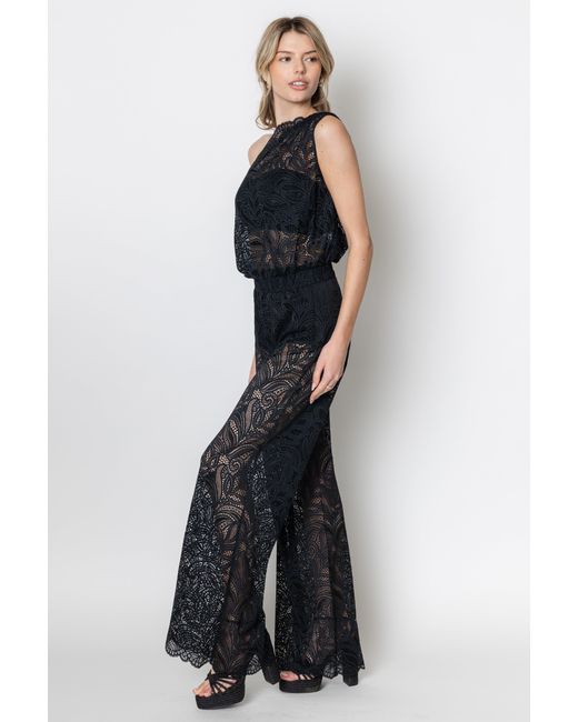Zetaye Blue Lyric Lace One Shoulder Top