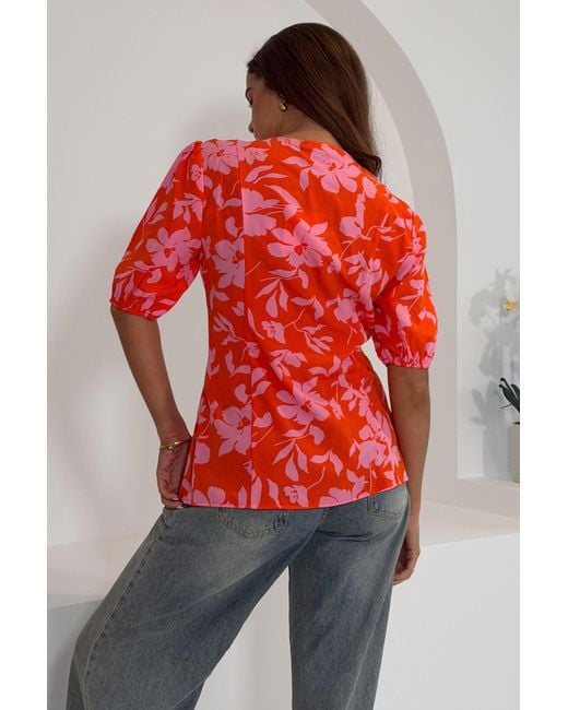Girl In Mind Red Mabel & Floral Blouse