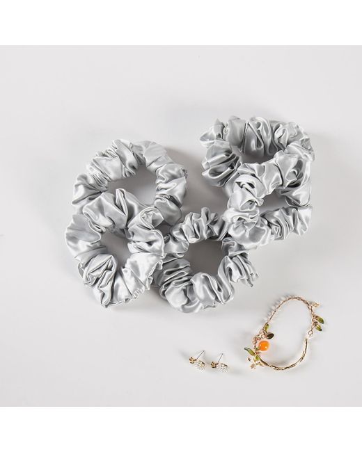 Soft Strokes Silk Metallic Pure Mulberry Silk Regular Scrunchie Set Of Five