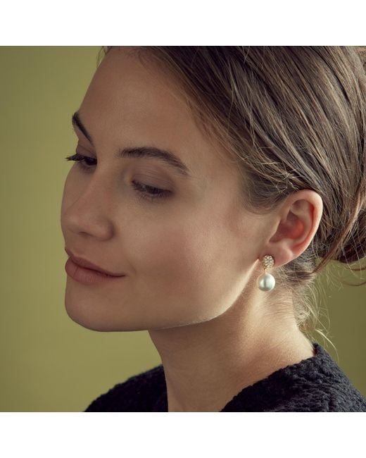 Emma Holland Jewellery Metallic Pave Crystal & Pearl Clip Earrings