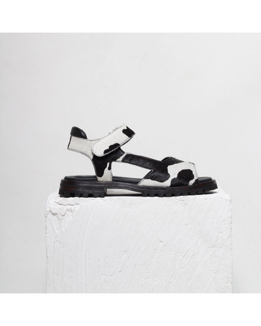Mafalda Black Eduarda & Cow Print Sandals