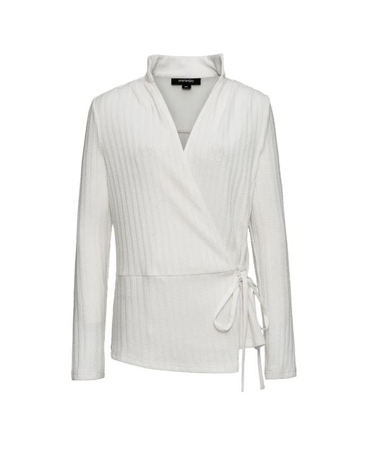 Smart and Joy White Wrap Over Knitted Top