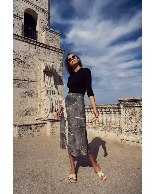 Profile Nyc Gray Faux Wrap Fringe Skirt