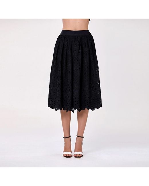 Smart and Joy Gray Jupe Midi En Coton Brodé
