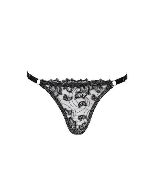 Daily Underwear Black Adjustable String Panties Ivory