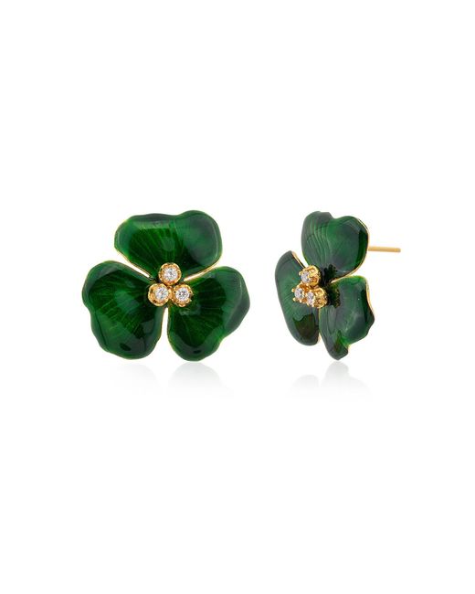 Milou Jewelry Green Trillium Flower Earrings