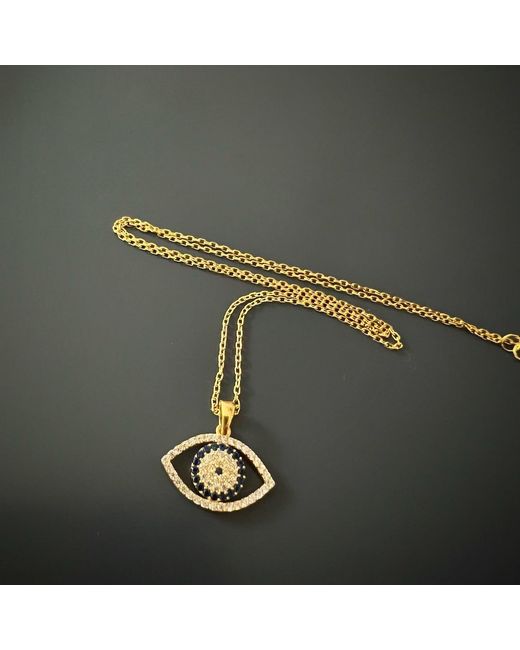 Ebru Jewelry Metallic Sparkly Evileye Necklace