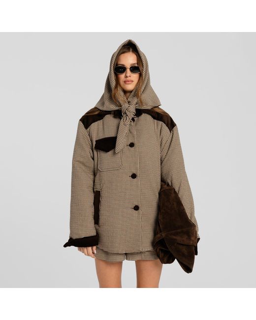Mandragora Brown Houndstooth Scarf Retto