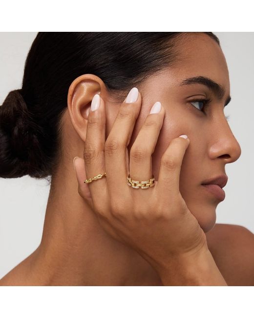 Vanhi White Crystal Link Ring