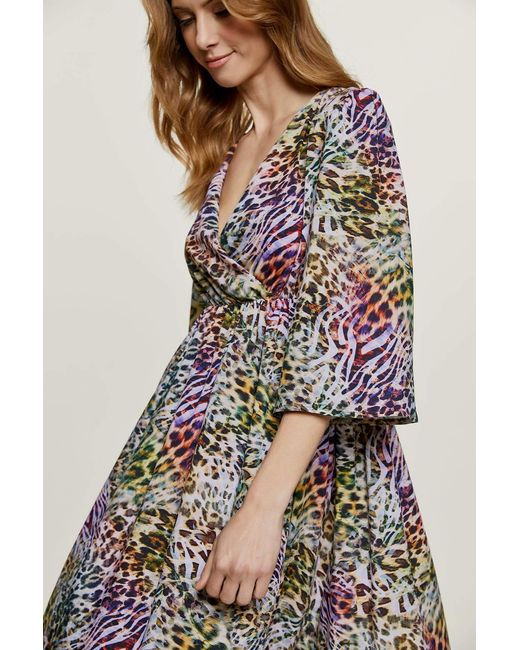 Conquista Multicolor Animal Print Empire Line Dress