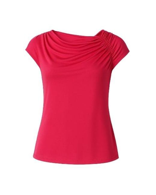 Conquista Red Draped Shoulder Top