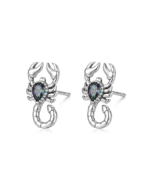 Angel Barocco Blue Vintage Scorpion Mystic Stone Stud Earrings