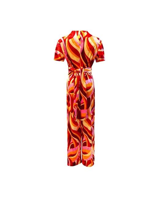 Julia Clancey Red Lydia Velour Jumpsuit Set