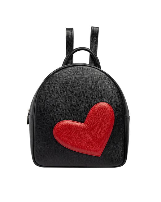 Laura Olaru Black Adda Leather Backpack With Heart Attached